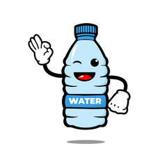 cute bottle cartoon character. mineral water mascot.