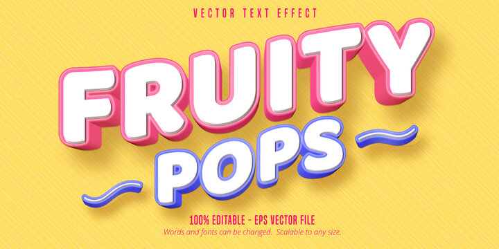 Fruity pops text, 3d pastry style editable font effect