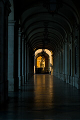 Abstract bottom view of the inside arch with spots of sunlight during sun rise. Detail of the...