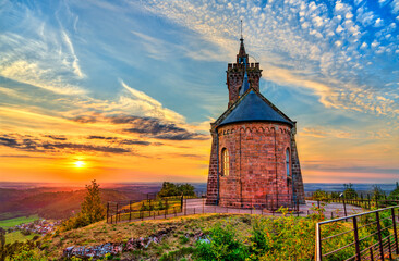 St. Leon Chapel on top of Dabo Rock in the Vosges Mountains - Moselle, France