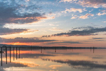 Fototapeta na wymiar Sunrise at Lake Constance, Baden-Wuerttemberg, Germany