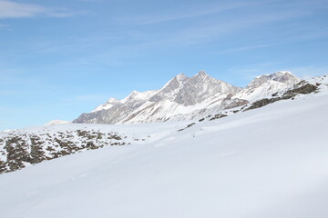 Fototapeta na wymiar Beautiful views of snow mountains at Rotenboden, Zermatt, Switzerland, Europe