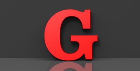 G letter red 3d sign alphabet capital letter