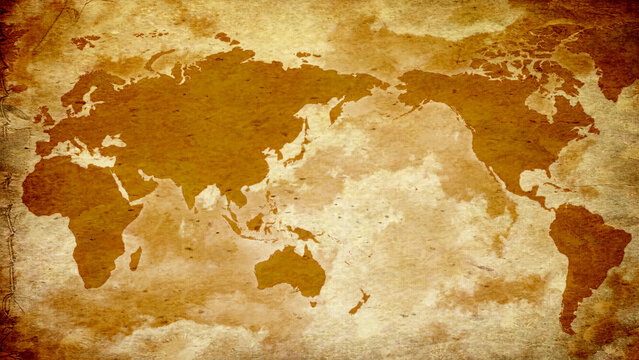 World Map Yellow Brown Background