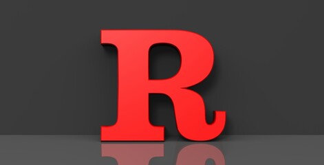 R letter red 3d sign alphabet capital letter