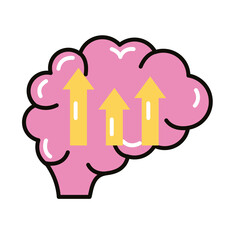 brain human with arrows up line and fill style icon