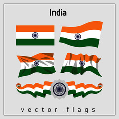 Waving vector flags of India