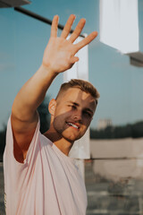 Portrait of a handsome man in urban background