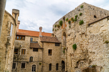 Ancient medieval buildings near Diocletian's Palace in Split, Croatia