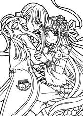 Illustration of the mermaid princess coloring book