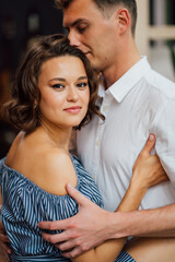 close up. couple hugging. romantic relationship.