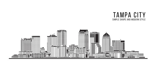 Fototapeta premium Cityscape Building Abstract Simple shape and modern style art Vector design - Tampa city