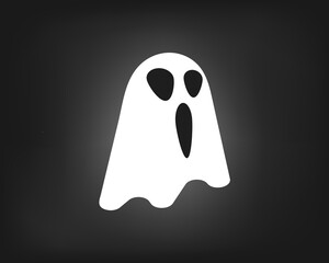 Illustration of ghostly character flying on a dark halloween night