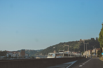 Obraz premium embankment with a motor ship for tourists