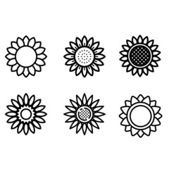 Sunflower vector icon set. flower illustration sign collection. Ekibana symbol.