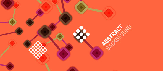 Abstract square dot connections, flat style multicolored geometric background for Wallpaper, Banner, Background, Card, Book Illustration, landing page or poster design