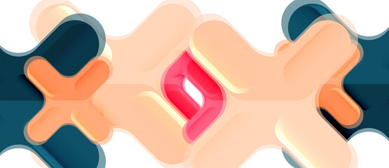 Glossy multicolored plastic style cross composition, x shape design, techno geometric modern abstract background. Trendy abstract layout template