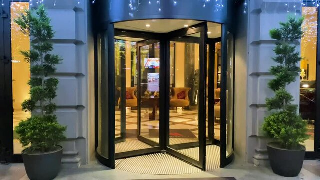 Hotel revolving entrance door