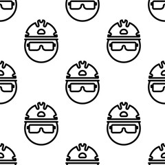 Safety Helmet Icon Seamless Pattern, Head Protection, Headgear