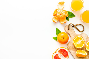 Orange juice with grapefruit mix top view