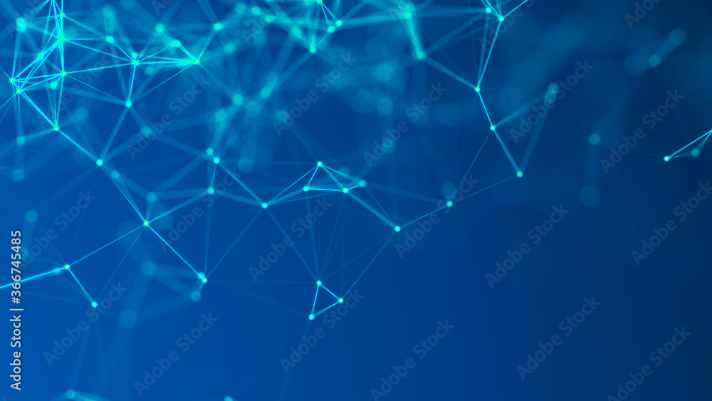 Poster polygonal background with dots and lines. network connection structure. science and technology. 3d