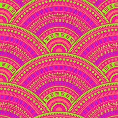 Ethnic circle shapes seamless geometric pattern.