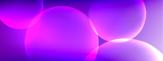 Vector abstract background liquid bubble circles on fluid gradient with shadows and light effects. Shiny design templates for text