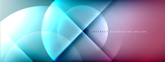 Vector abstract background - circle and cross on fluid gradient with shadows and light effects. Techno or business shiny design templates for text