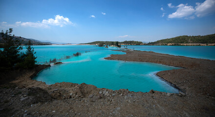 Obraz premium Blue lake, Kapubag, Yatagan, Mugla, Turkey