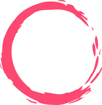 A circle of pink paint with free space for text isolated on a white background