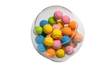 Colorful tennis balls isolated on white.