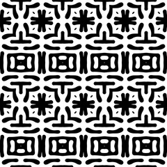 Intricate geometric pattern in classic black and white seamless pattern vector background.