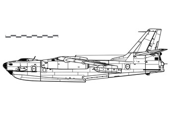 Beriev Be-10 Mallow. Vector drawing of maritime patrol aircraft. Side view. Image for illustration and infographics.