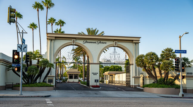Los Angeles - september 5, 2019: The main gate to Paramount Pictures from Melrose Avenue