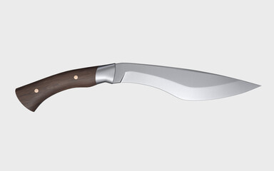Kukri-style hunting knife isolated on white background. 3D illustration