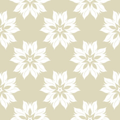 Fototapeta na wymiar Floral seamless pattern. White design on olive green background