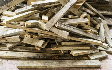 broken wood stacked on the floor