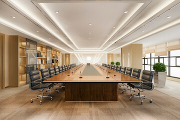 3d rendering business meeting room on high rise office building