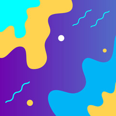 Background template with abstract shapes and color.Bright backdrop with wavy shapes and geometric memphis style Vector background
