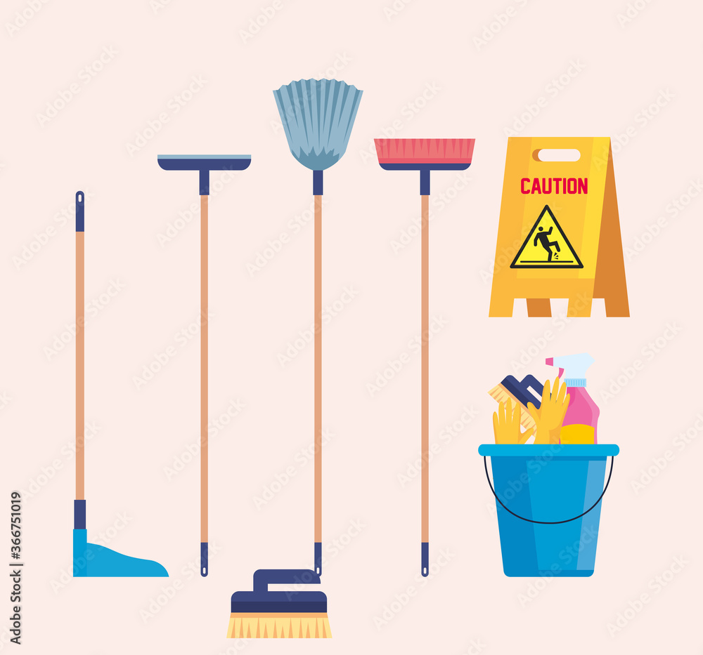 Canvas Prints set of cleaning supplies icons