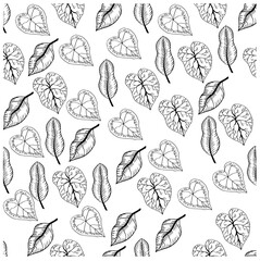Tropical leaf hand drawing seamless  pattern .