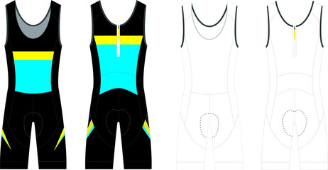 Triathlon Sleeveless Skin suit cycling vector 
