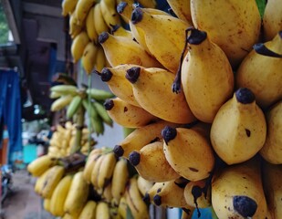 banana  fruits placed for sale