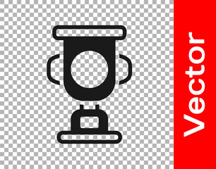 Black Award cup icon isolated on transparent background. Winner trophy symbol. Championship or competition trophy. Sports achievement sign. Vector.