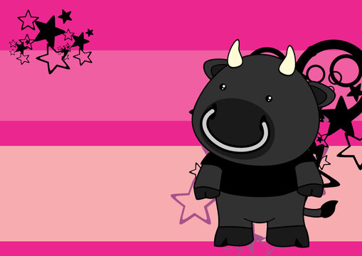 kawaii chibby baby bull cartoon background in vector format