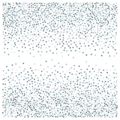 Silver glitter background, metal christmas confetti falling. light magic shining Flying glitter dots, sparkle  particles vector border backdrop. shimmer shiny halftone