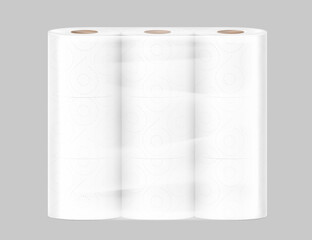 Set of toilet paper in film mockup. Vector illustration isolated. Can be use for template your design, presentation, promo, ad. EPS10.	