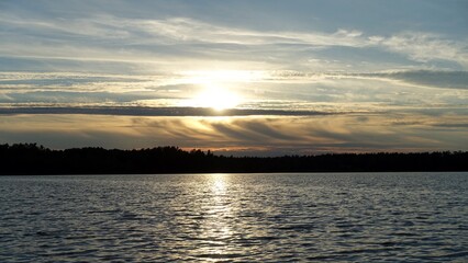 the clouds during sunset over a Scandinavian lake