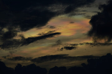 Rainbow cloud in an evening sky