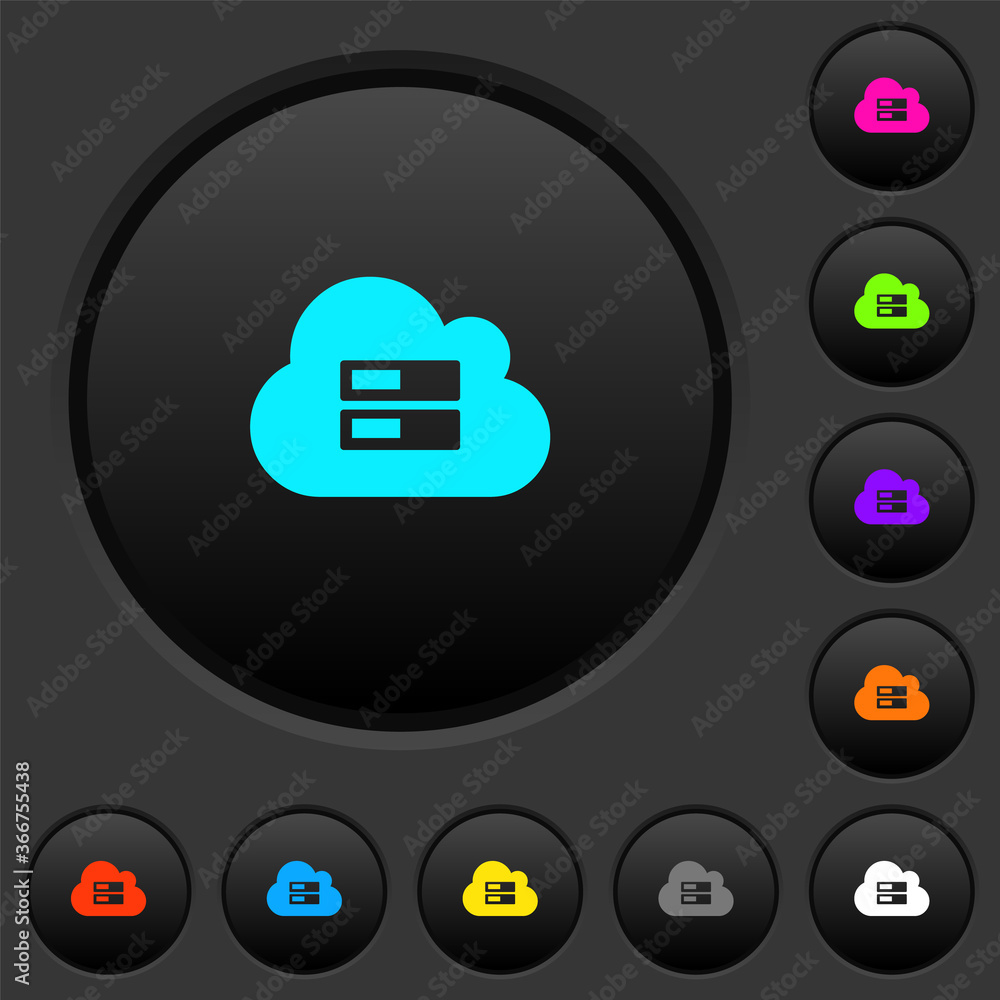 Poster Cloud storage dark push buttons with color icons